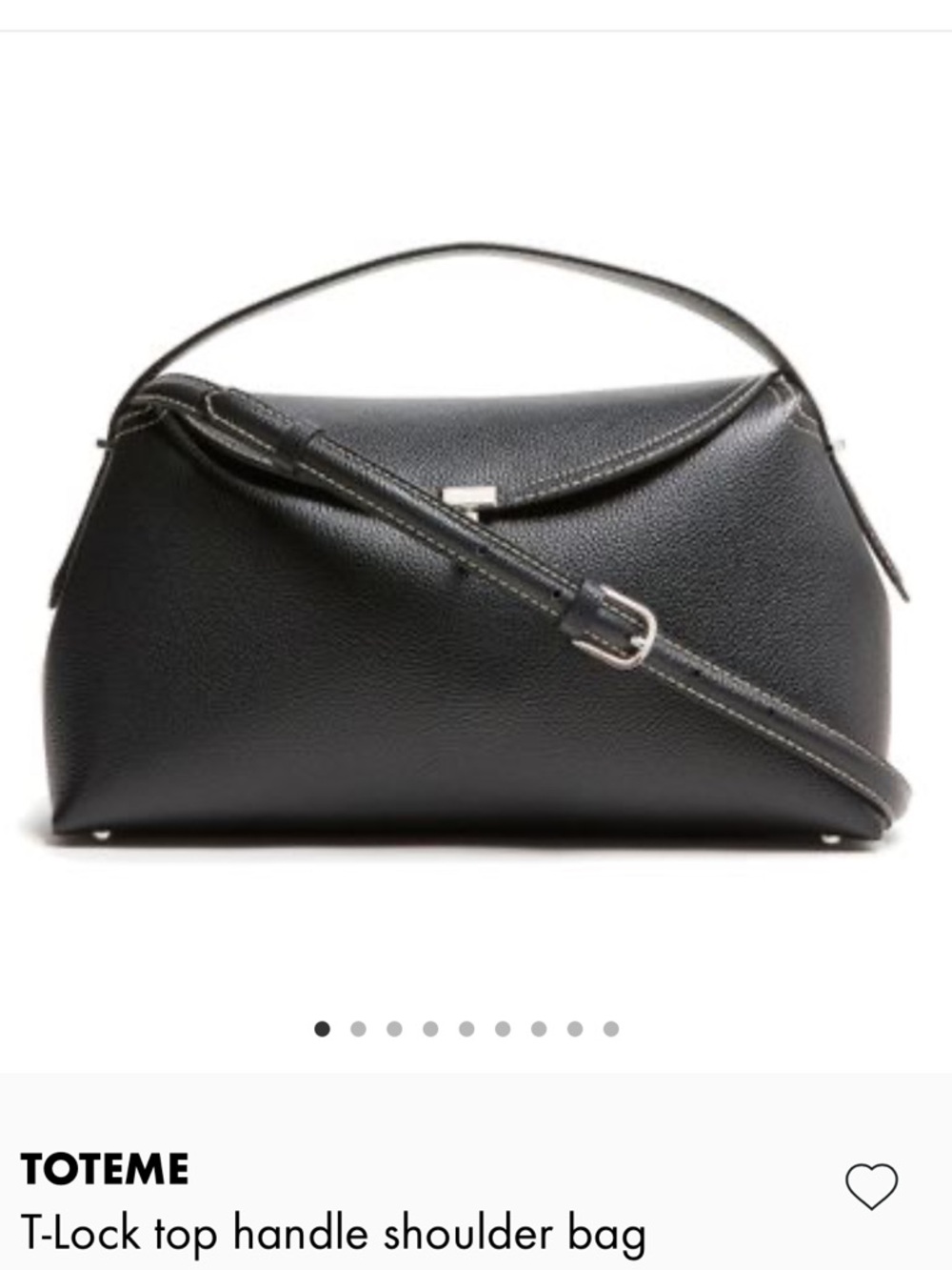Toteme Black Curved T-Lock Top Handle clutch with strap